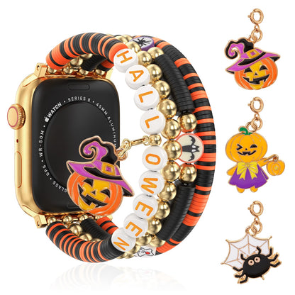 Halloween Beaded Bracelet Band Compatible with Apple Watch Band 49mm 46mm 45mm 44mm 42mm 41mm 40mm 38mm Handmade Beaded Charm iWatch Band for Apple Watch Ultra2/Ultra Series 10/9/8/7/6/5/4/3/2/1 SE