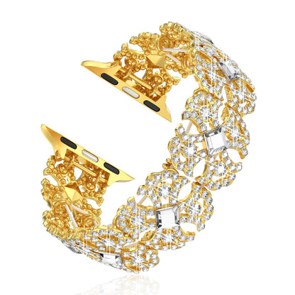 Bling Watch Band Compatible with Apple Watch 38mm 40mm 41mm 42mm 44mm 45mm 46mm for iWatch SE Series 10 9 8 7 6 5 4 3 2 1 Ultra, Rhinestone Apple Watch Band Diamond Dressy Bracelet Women