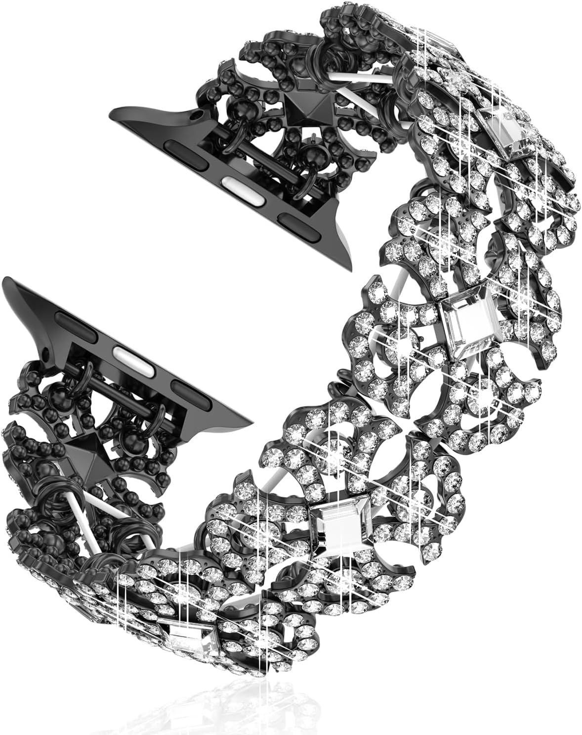 Bling Watch Band Compatible with Apple Watch 38mm 40mm 41mm 42mm 44mm 45mm 46mm for iWatch SE Series 10 9 8 7 6 5 4 3 2 1 Ultra, Rhinestone Apple Watch Band Diamond Dressy Bracelet Women