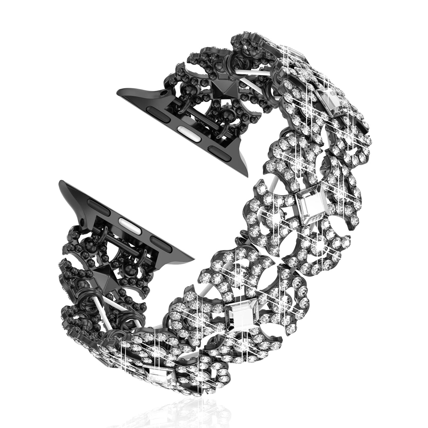 Bling Watch Band Compatible with Apple Watch 38mm 40mm 41mm 42mm 44mm 45mm 46mm for iWatch SE Series 10 9 8 7 6 5 4 3 2 1 Ultra, Rhinestone Apple Watch Band Diamond Dressy Bracelet Women