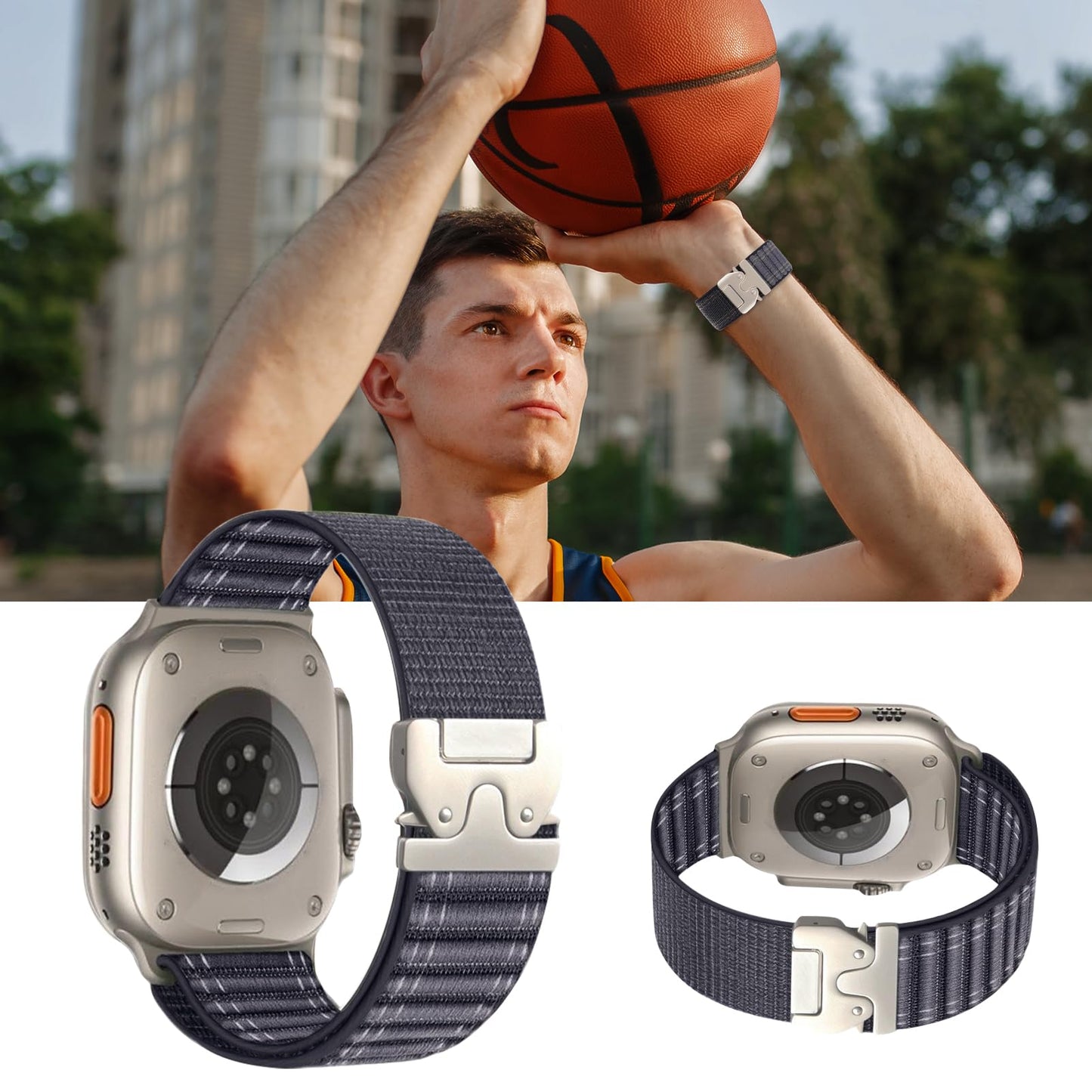 Nylon Woven Watch Band for Men Compatible with Apple Watch Ultra/Ultra 2 Band 49mm 46mm 45mm 44mm 42mm 41mm 40mm 38mm Men Women, Parachute Buckle Fabric Adjustable Sport Solo Loop Watch Strap for iWatch Bands Series 10/9/8/7/6/5/4/3/2/1/SE