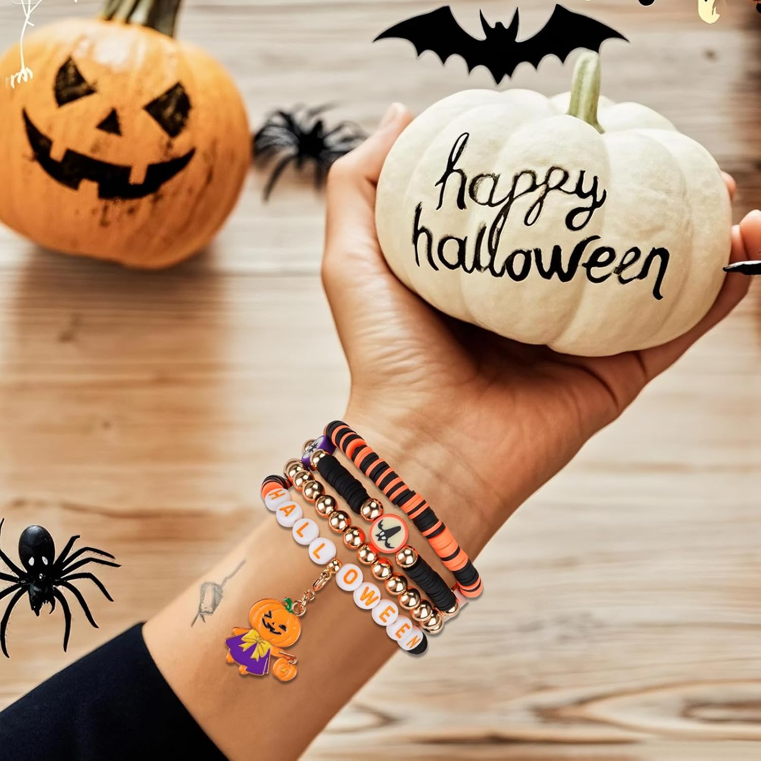 Halloween Beaded Bracelet Band Compatible with Apple Watch Band 49mm 46mm 45mm 44mm 42mm 41mm 40mm 38mm Handmade Beaded Charm iWatch Band for Apple Watch Ultra2/Ultra Series 10/9/8/7/6/5/4/3/2/1 SE