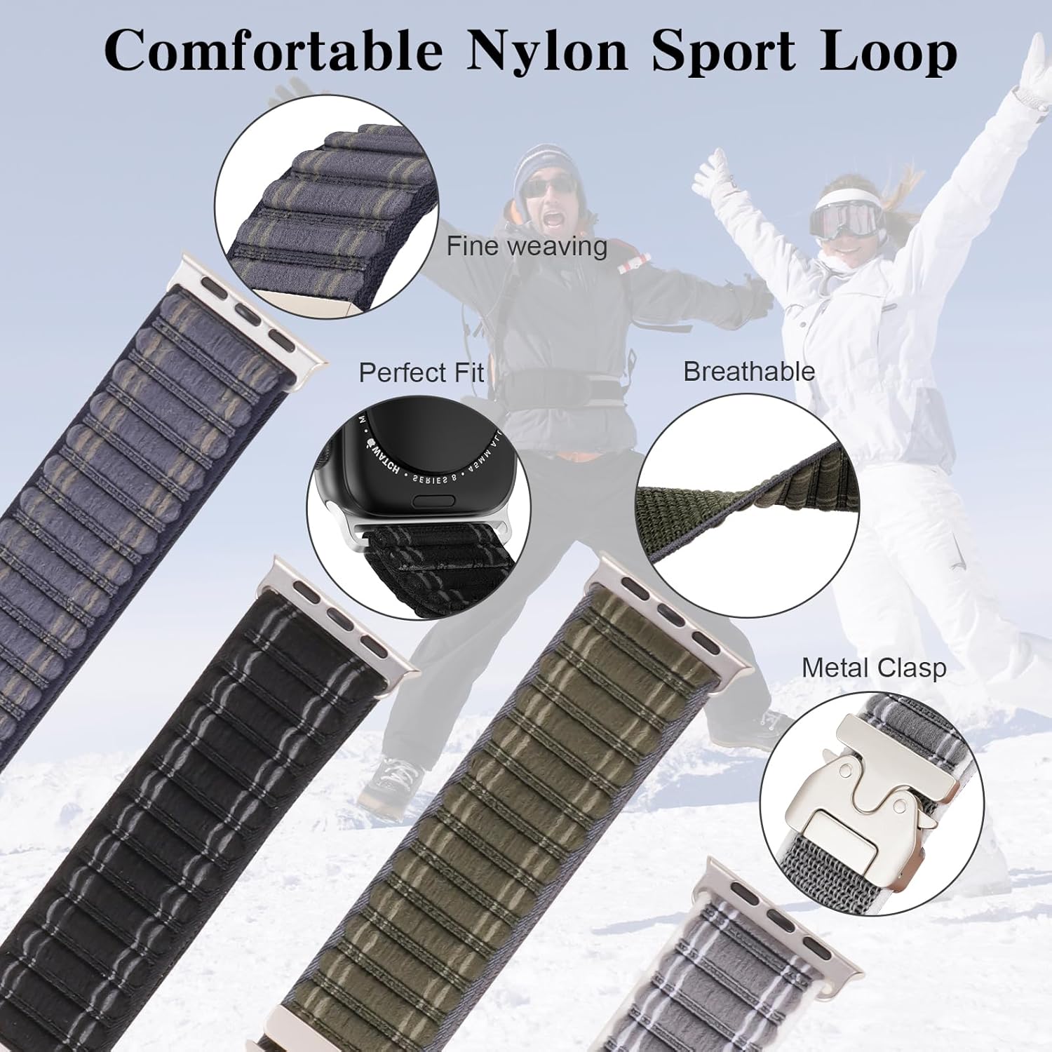Nylon Woven Watch Band for Men Compatible with Apple Watch Ultra/Ultra 2 Band 49mm 46mm 45mm 44mm 42mm 41mm 40mm 38mm Men Women, Parachute Buckle Fabric Adjustable Sport Solo Loop Watch Strap for iWatch Bands Series 10/9/8/7/6/5/4/3/2/1/SE