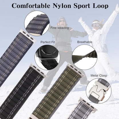 Nylon Woven Watch Band for Men Compatible with Apple Watch Ultra/Ultra 2 Band 49mm 46mm 45mm 44mm 42mm 41mm 40mm 38mm Men Women, Parachute Buckle Fabric Adjustable Sport Solo Loop Watch Strap for iWatch Bands Series 10/9/8/7/6/5/4/3/2/1/SE