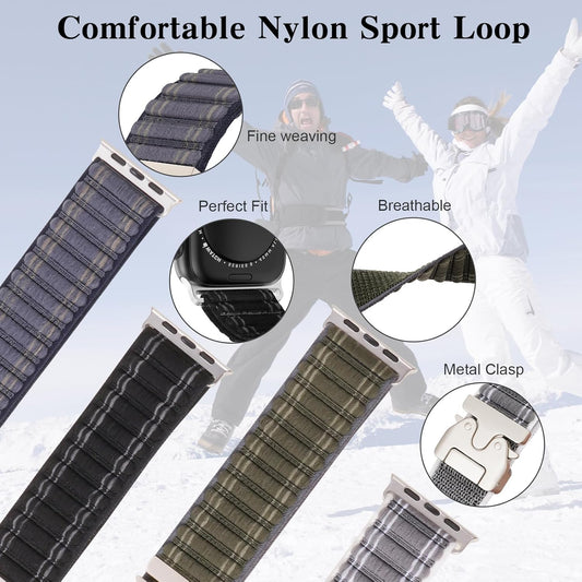 Nylon Woven Watch Band for Men Compatible with Apple Watch Ultra/Ultra 2 Band 49mm 46mm 45mm 44mm 42mm 41mm 40mm 38mm Men Women, Parachute Buckle Fabric Adjustable Sport Solo Loop Watch Strap for iWatch Bands Series 10/9/8/7/6/5/4/3/2/1/SE