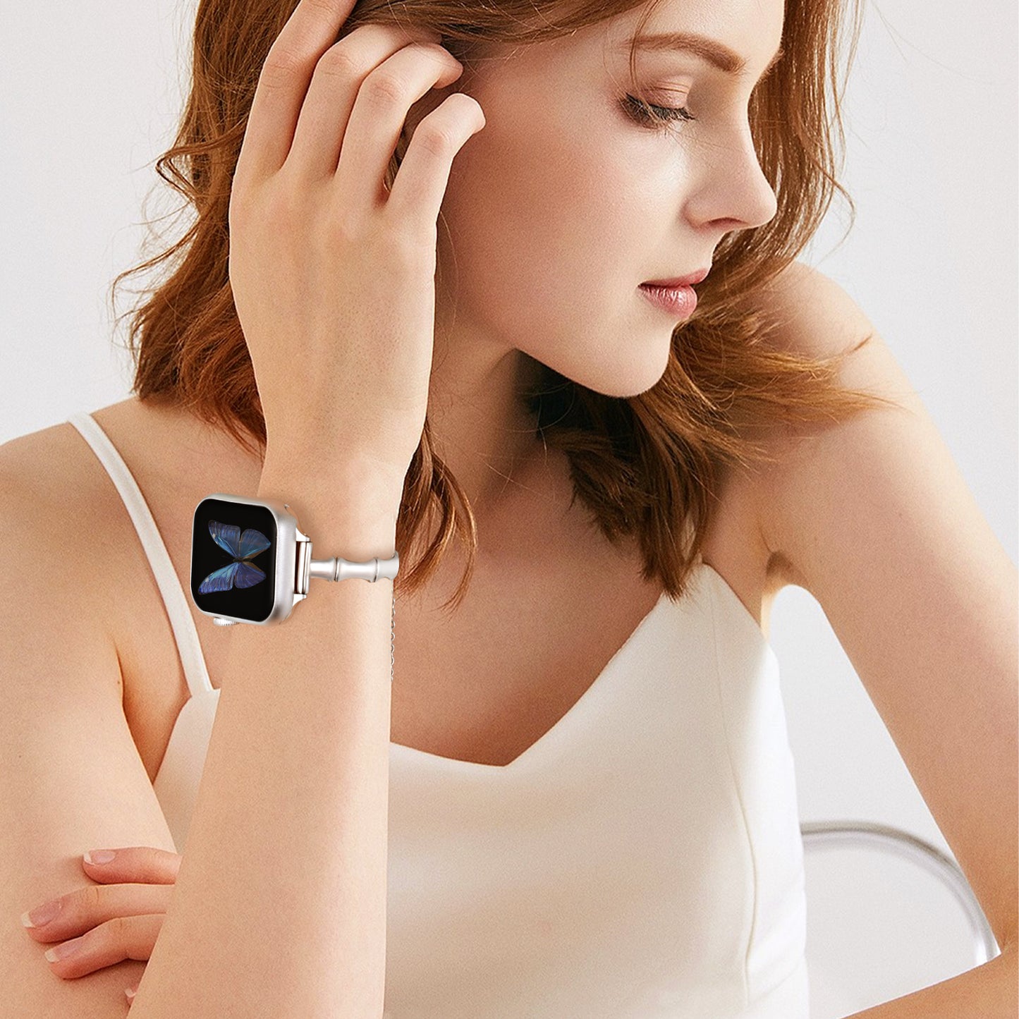 Bamboo Stainless Steel Watch Band Compatible with Apple Watch Band (38/40-42/44-46/49mm)