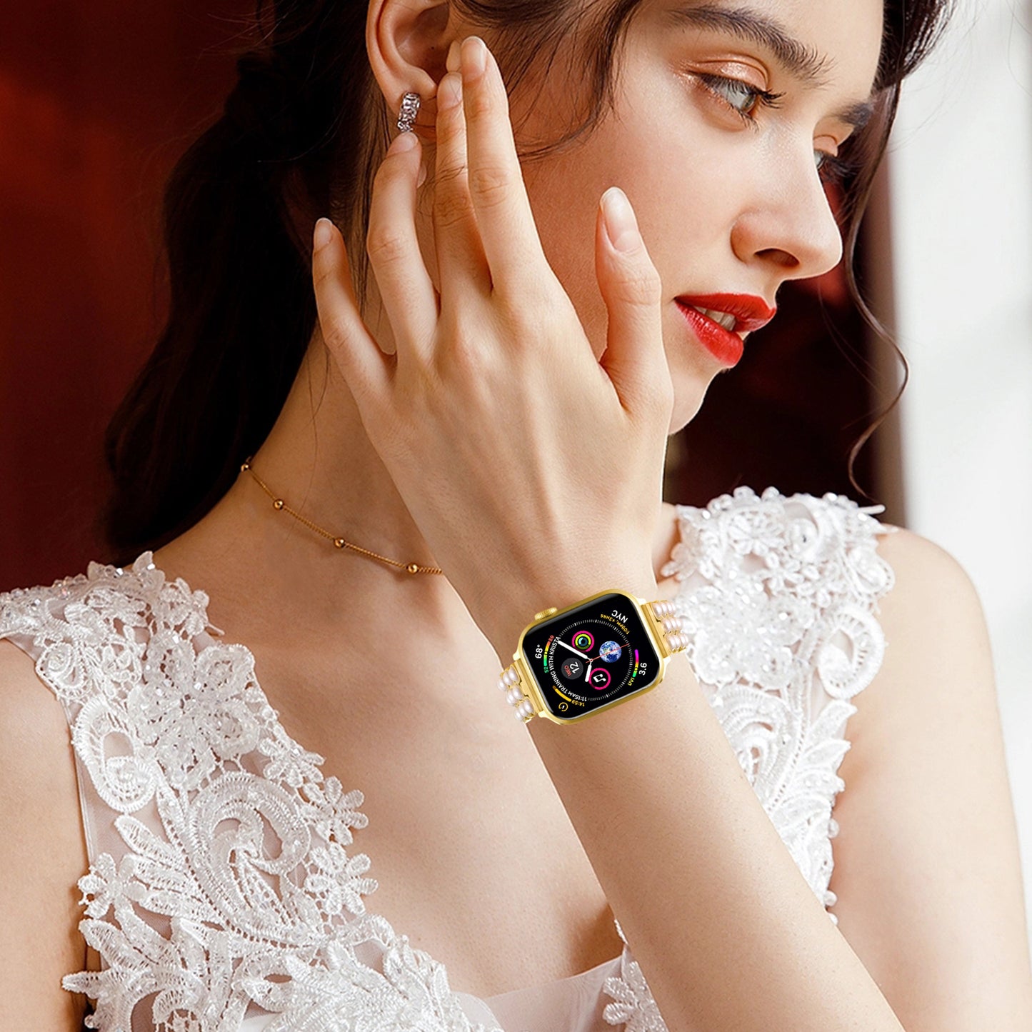 Pearl Watch Band Compatible with Apple Watch Series 1-10 (38/40-42/44-46/49mm)