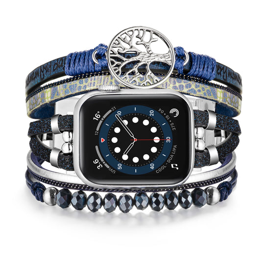 SKIMEMRY Boho Watch Band for Apple Watch Compatible with Apple Watch 38mm 40mm 41mm 42mm 44mm 45mm 46mm, Multilayer Wrap Strap Bracelet for iWatch Series 10 9 8 7 6 5 4 3 2 1 SE