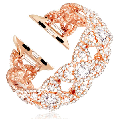 Bling Watch Band Compatible with Apple Watch 38mm 40mm 41mm 42mm 44mm 45mm 46mm for iWatch SE Series 10 9 8 7 6 5 4 3 2 1 Ultra, Rhinestone Apple Watch Band Diamond Dressy Bracelet Women