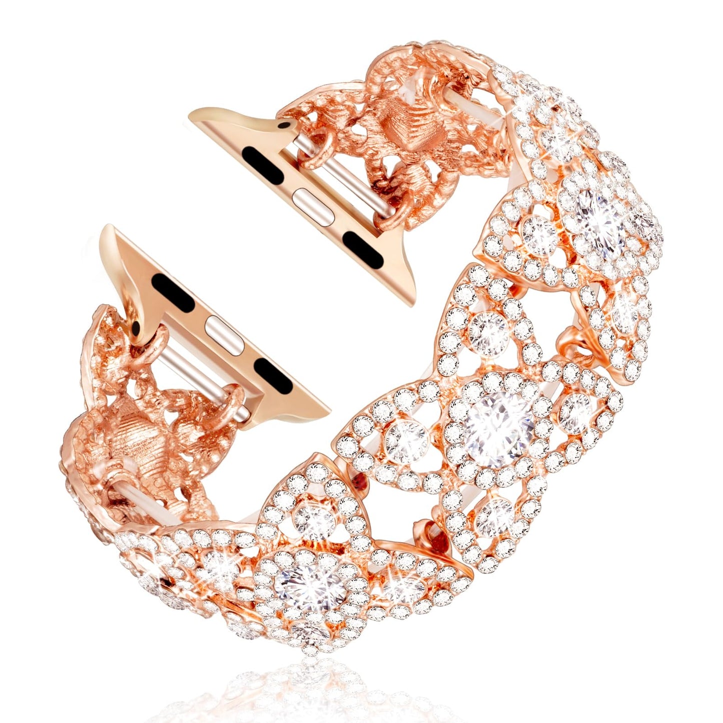 Bling Watch Band Compatible with Apple Watch 38mm 40mm 41mm 42mm 44mm 45mm 46mm for iWatch SE Series 10 9 8 7 6 5 4 3 2 1 Ultra, Rhinestone Apple Watch Band Diamond Dressy Bracelet Women