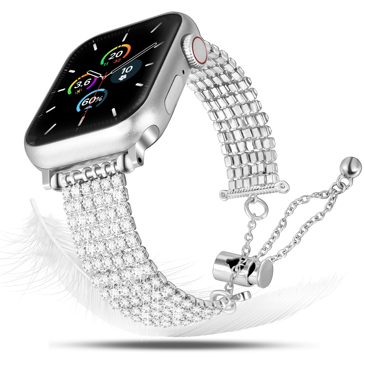 Silver Apple Watch Bands for Women Compatible with Apple Watch Series 1-10 (38/40-42/44-46/49mm)
