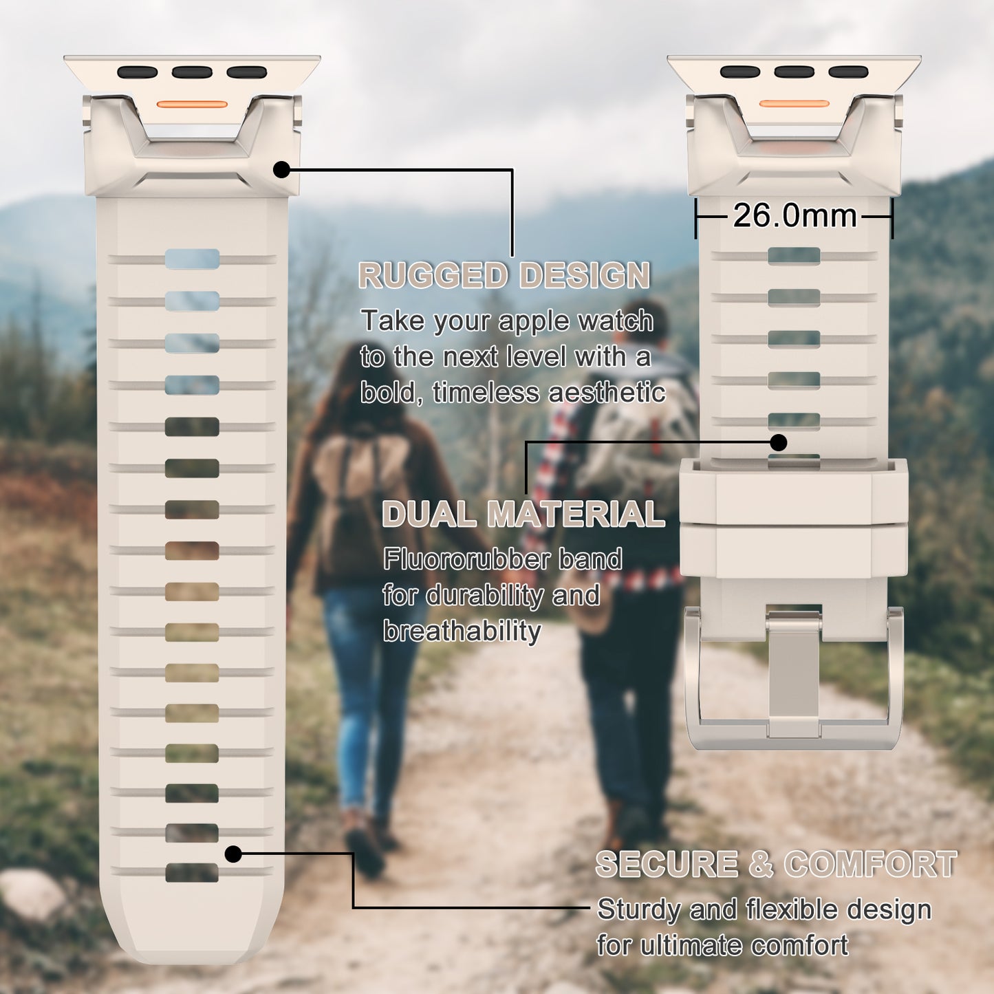 Sport Rugged Straps Compatible with Apple Watch Series 1-9 SE Ultra 2 (38/40-42/44-46/49mm)