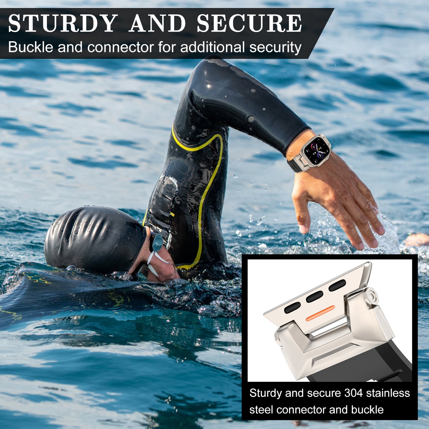 Sport Rugged Straps Compatible with Apple Watch Series 1-9 SE Ultra 2 (38/40-42/44-46/49mm)