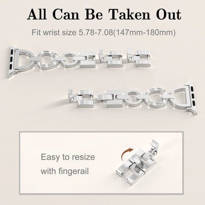 Skimemry D-Shape Gold Stainless Steel Watch Bands Bracelet for Iwatch Series 1-10 (38/40-42/44-46/49mm)