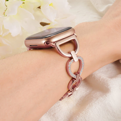 Skimemry D-Shape Gold Stainless Steel Watch Bands Bracelet for Iwatch Series 1-10 (38/40-42/44-46/49mm)