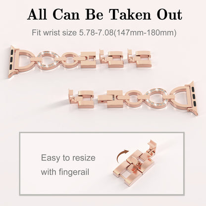 Skimemry D-Shape Gold Stainless Steel Watch Bands Bracelet for Iwatch Series 1-10 (38/40-42/44-46/49mm)