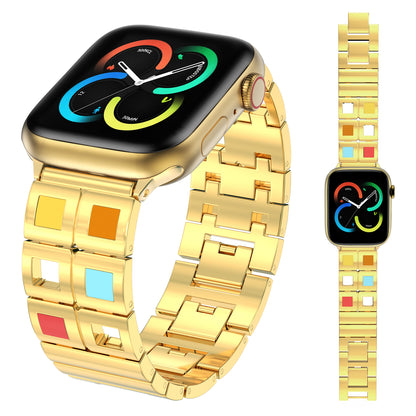 Skimemry Color Stone Stainless Steel Watch Bands Bracelet Compatible with Apple Watch Series 1-10 (38/40-42/44-46/49mm)