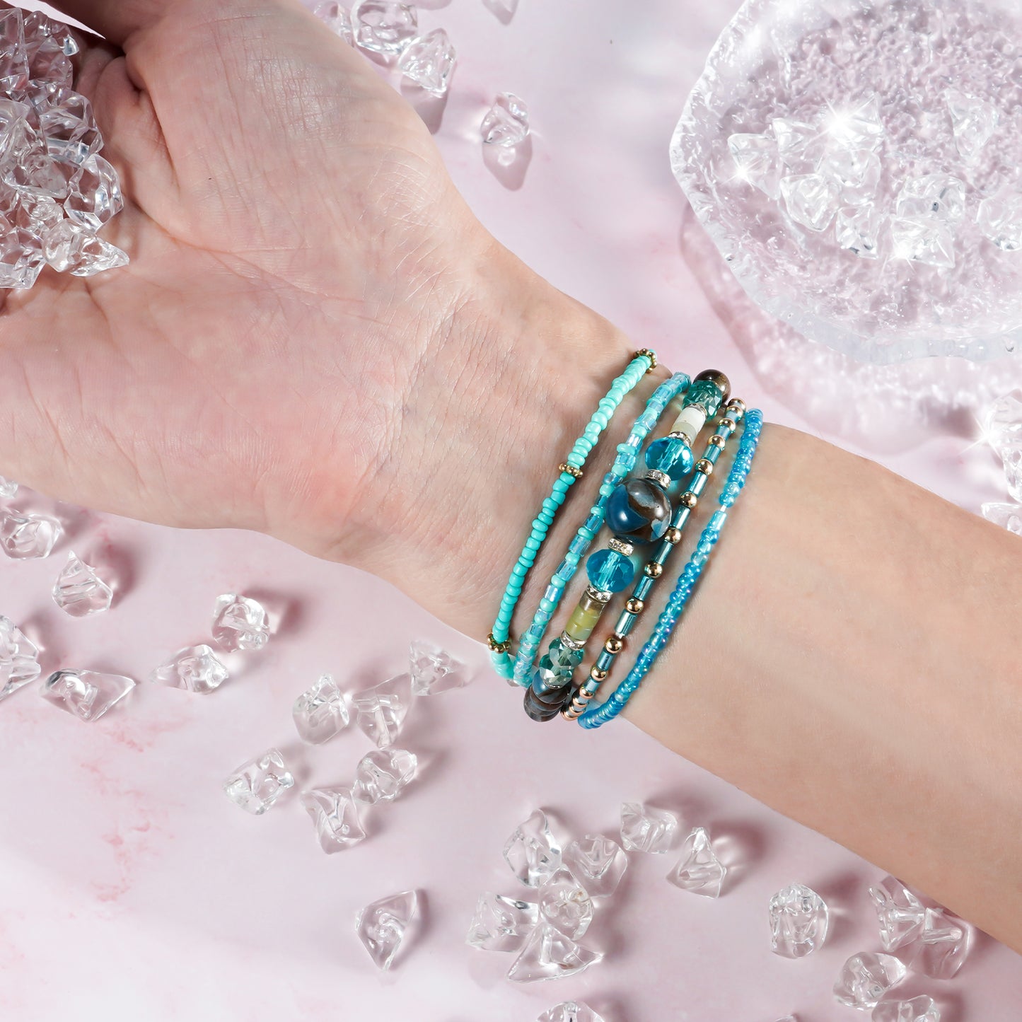 Beaded Stone Watch Band for Women Compatible with Apple Watch 38mm 40mm 41mm 42mm 44mm 45mm 46mm 49mm Dressy Cute Watch Strap for Apple Watch Ultra 2/Ultra Series 10/9/8/7/6/5/4/3/2/1 SE