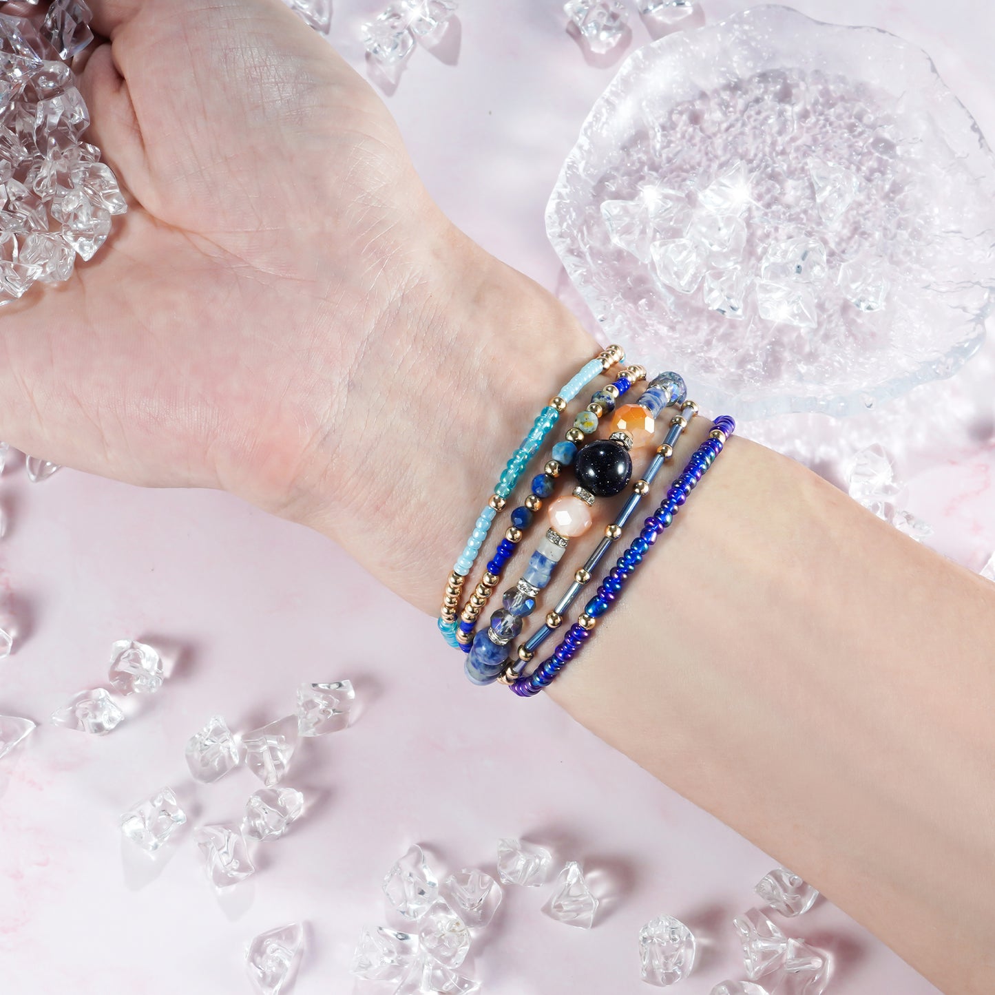 Beaded Stone Watch Band for Women Compatible with Apple Watch 38mm 40mm 41mm 42mm 44mm 45mm 46mm 49mm Dressy Cute Watch Strap for Apple Watch Ultra 2/Ultra Series 10/9/8/7/6/5/4/3/2/1 SE