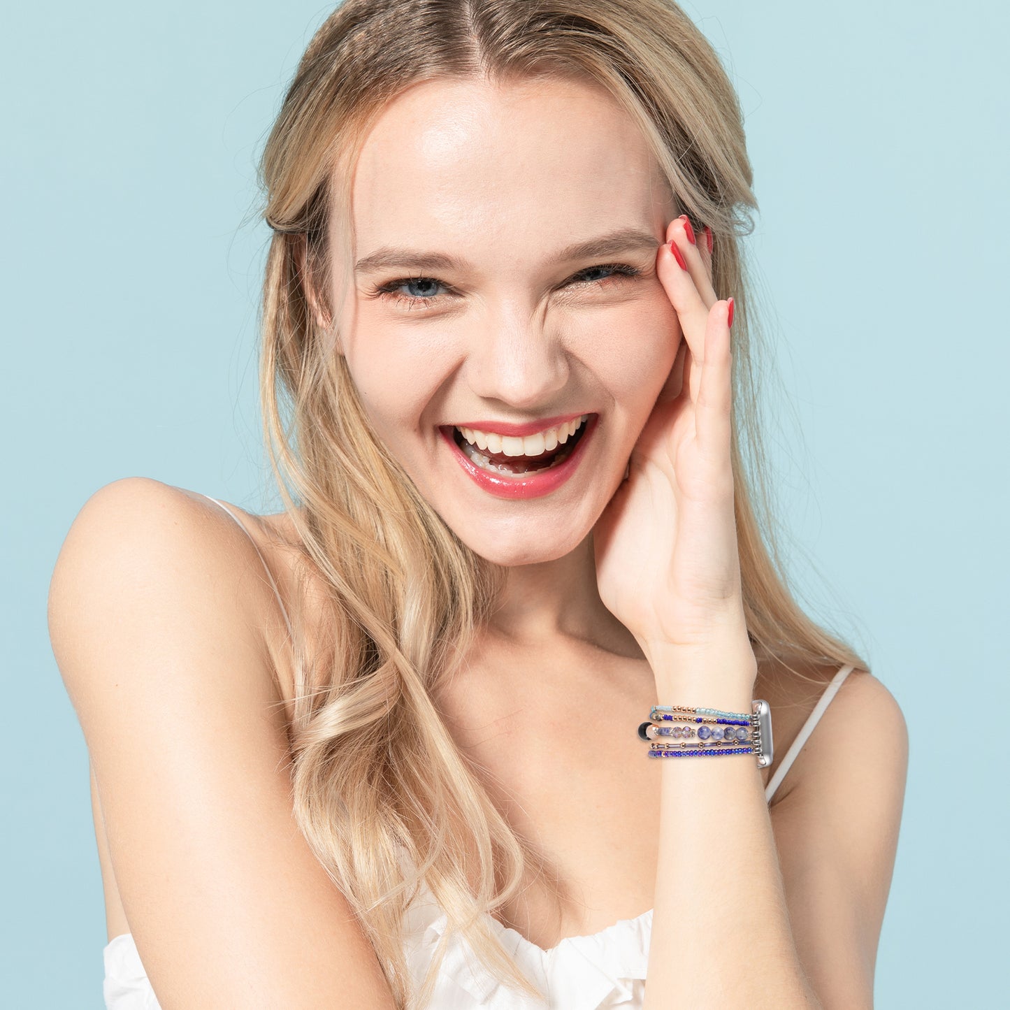 Beaded Stone Watch Band for Women Compatible with Apple Watch 38mm 40mm 41mm 42mm 44mm 45mm 46mm 49mm Dressy Cute Watch Strap for Apple Watch Ultra 2/Ultra Series 10/9/8/7/6/5/4/3/2/1 SE