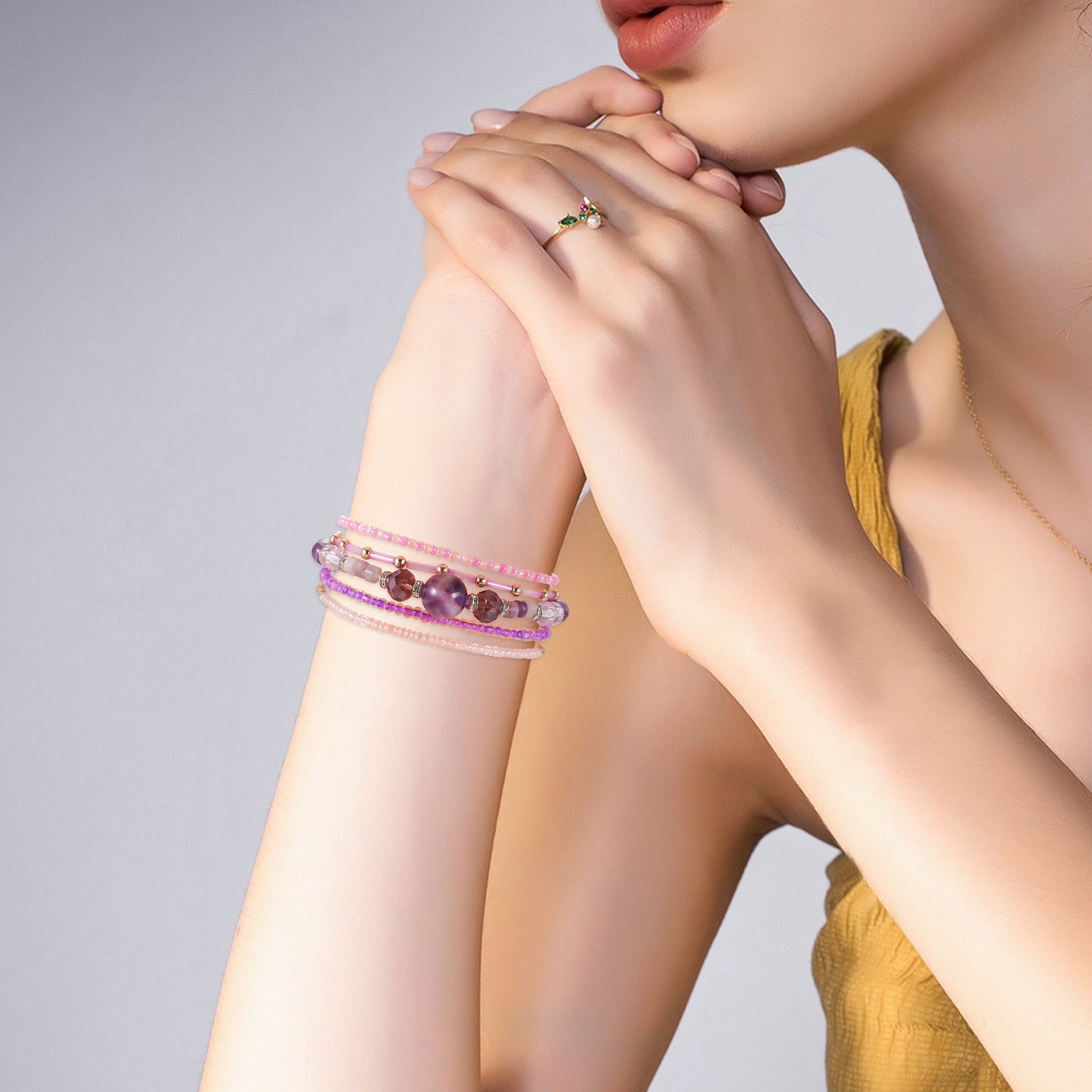 Beaded Stone Watch Band for Women Compatible with Apple Watch 38mm 40mm 41mm 42mm 44mm 45mm 46mm 49mm Dressy Cute Watch Strap for Apple Watch Ultra 2/Ultra Series 10/9/8/7/6/5/4/3/2/1 SE