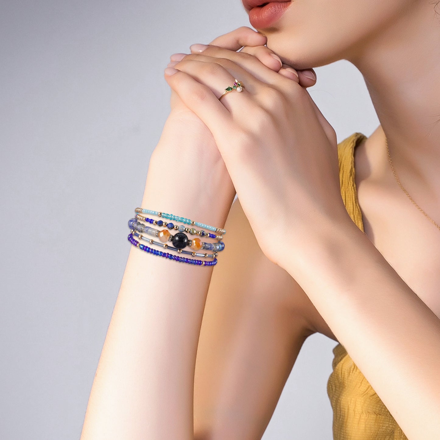 Beaded Stone Watch Band for Women Compatible with Apple Watch 38mm 40mm 41mm 42mm 44mm 45mm 46mm 49mm Dressy Cute Watch Strap for Apple Watch Ultra 2/Ultra Series 10/9/8/7/6/5/4/3/2/1 SE