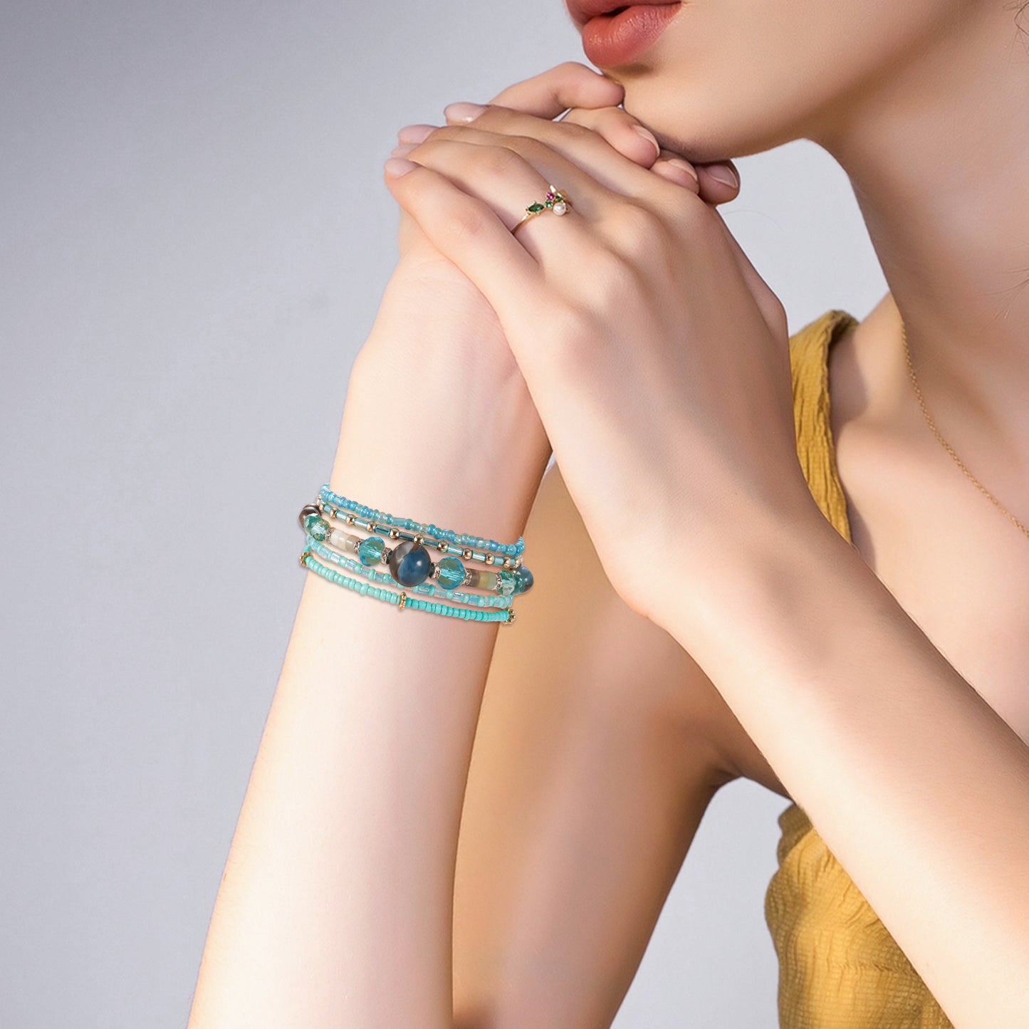 Beaded Stone Watch Band for Women Compatible with Apple Watch 38mm 40mm 41mm 42mm 44mm 45mm 46mm 49mm Dressy Cute Watch Strap for Apple Watch Ultra 2/Ultra Series 10/9/8/7/6/5/4/3/2/1 SE