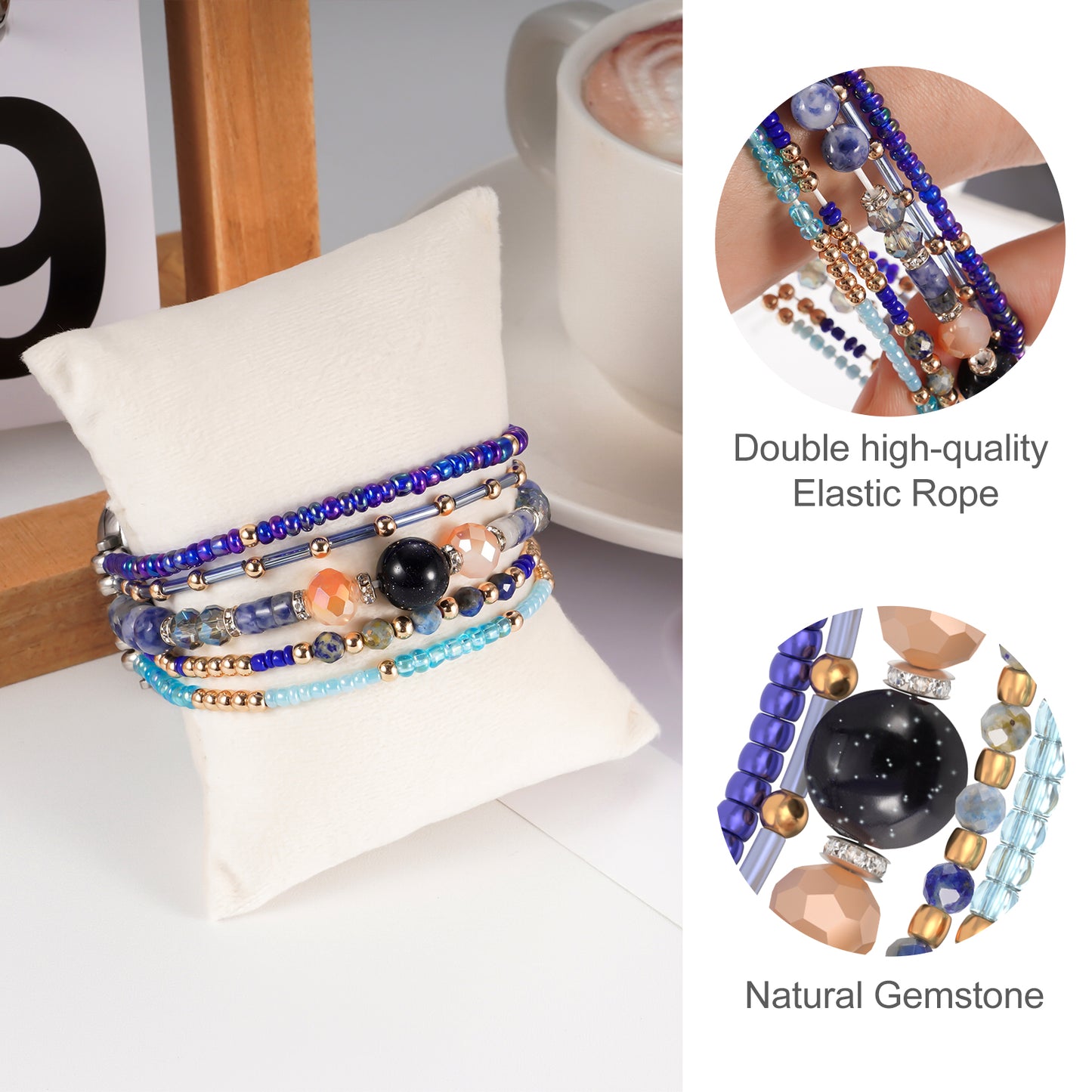 Beaded Stone Watch Band for Women Compatible with Apple Watch 38mm 40mm 41mm 42mm 44mm 45mm 46mm 49mm Dressy Cute Watch Strap for Apple Watch Ultra 2/Ultra Series 10/9/8/7/6/5/4/3/2/1 SE