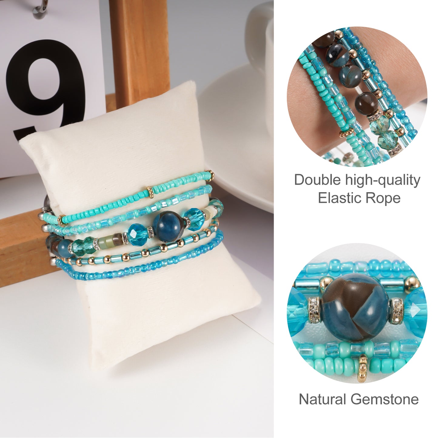 Beaded Stone Watch Band for Women Compatible with Apple Watch 38mm 40mm 41mm 42mm 44mm 45mm 46mm 49mm Dressy Cute Watch Strap for Apple Watch Ultra 2/Ultra Series 10/9/8/7/6/5/4/3/2/1 SE