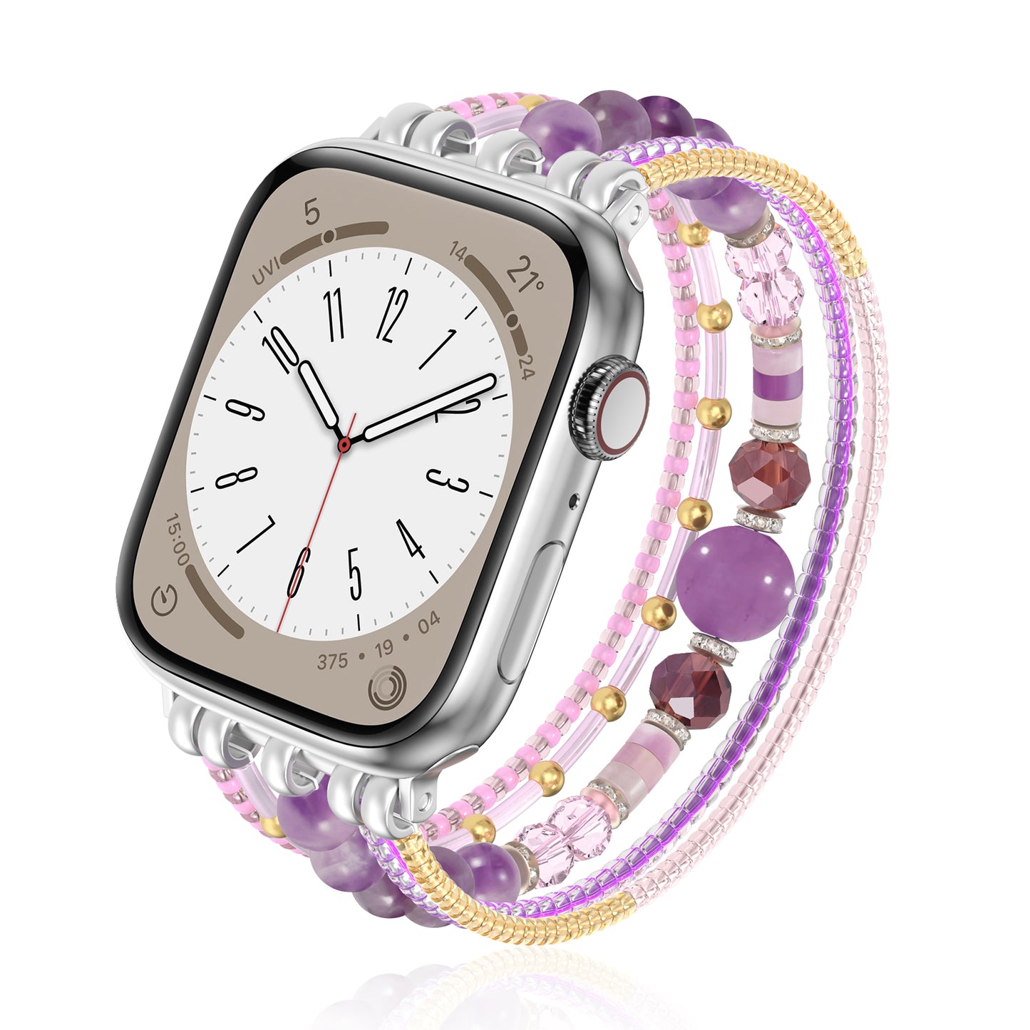 Beaded Stone Watch Band for Women Compatible with Apple Watch 38mm 40mm 41mm 42mm 44mm 45mm 46mm 49mm Dressy Cute Watch Strap for Apple Watch Ultra 2/Ultra Series 10/9/8/7/6/5/4/3/2/1 SE