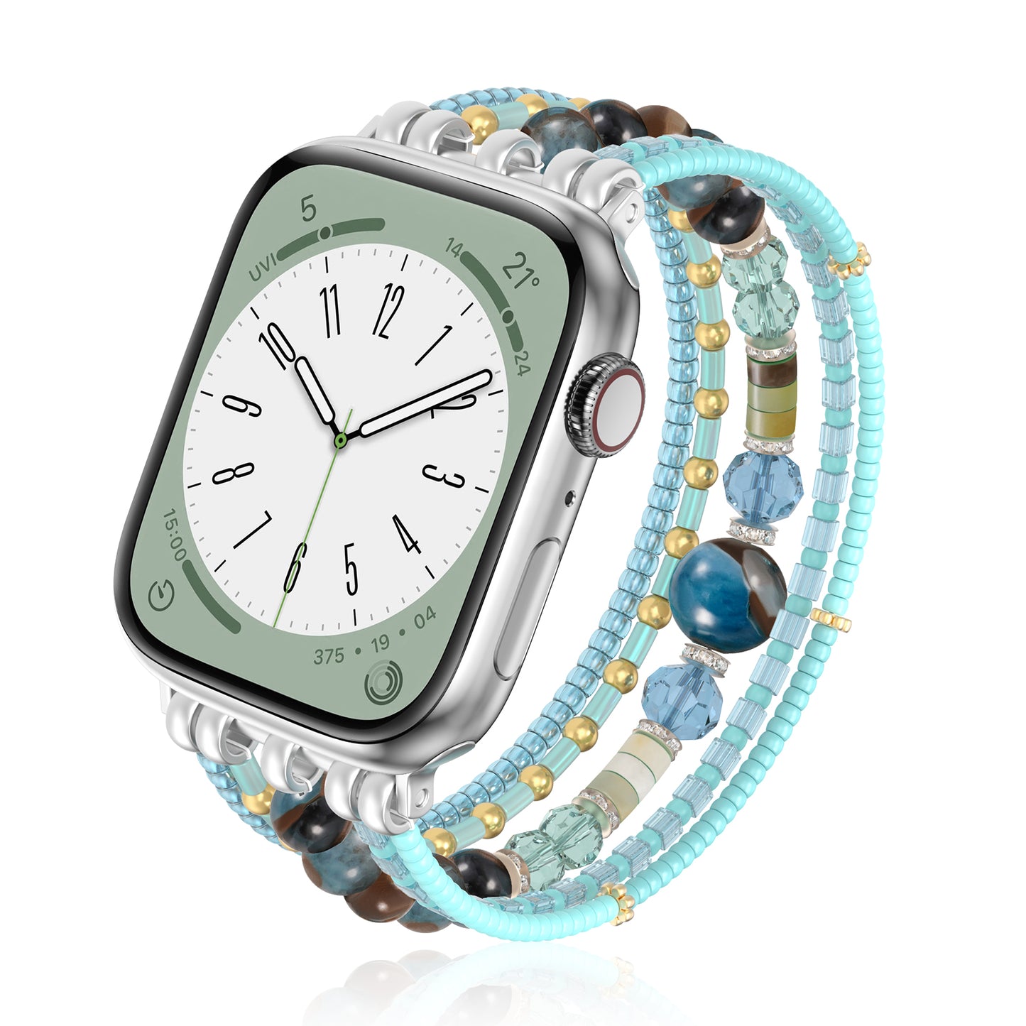 Beaded Stone Watch Band for Women Compatible with Apple Watch 38mm 40mm 41mm 42mm 44mm 45mm 46mm 49mm Dressy Cute Watch Strap for Apple Watch Ultra 2/Ultra Series 10/9/8/7/6/5/4/3/2/1 SE