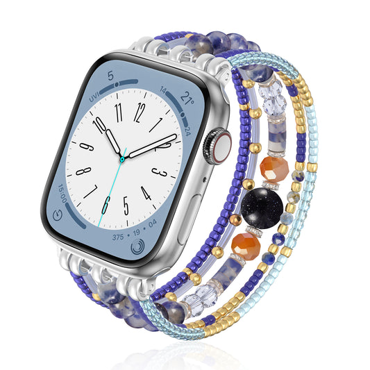 Beaded Stone Watch Band for Women Compatible with Apple Watch 38mm 40mm 41mm 42mm 44mm 45mm 46mm 49mm Dressy Cute Watch Strap for Apple Watch Ultra 2/Ultra Series 10/9/8/7/6/5/4/3/2/1 SE