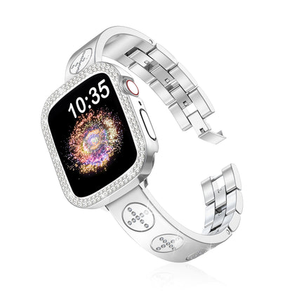 Gold Diamond Stainless Steel Apple Watch Bands for iWatch Series 4-10/SE (40-46mm)