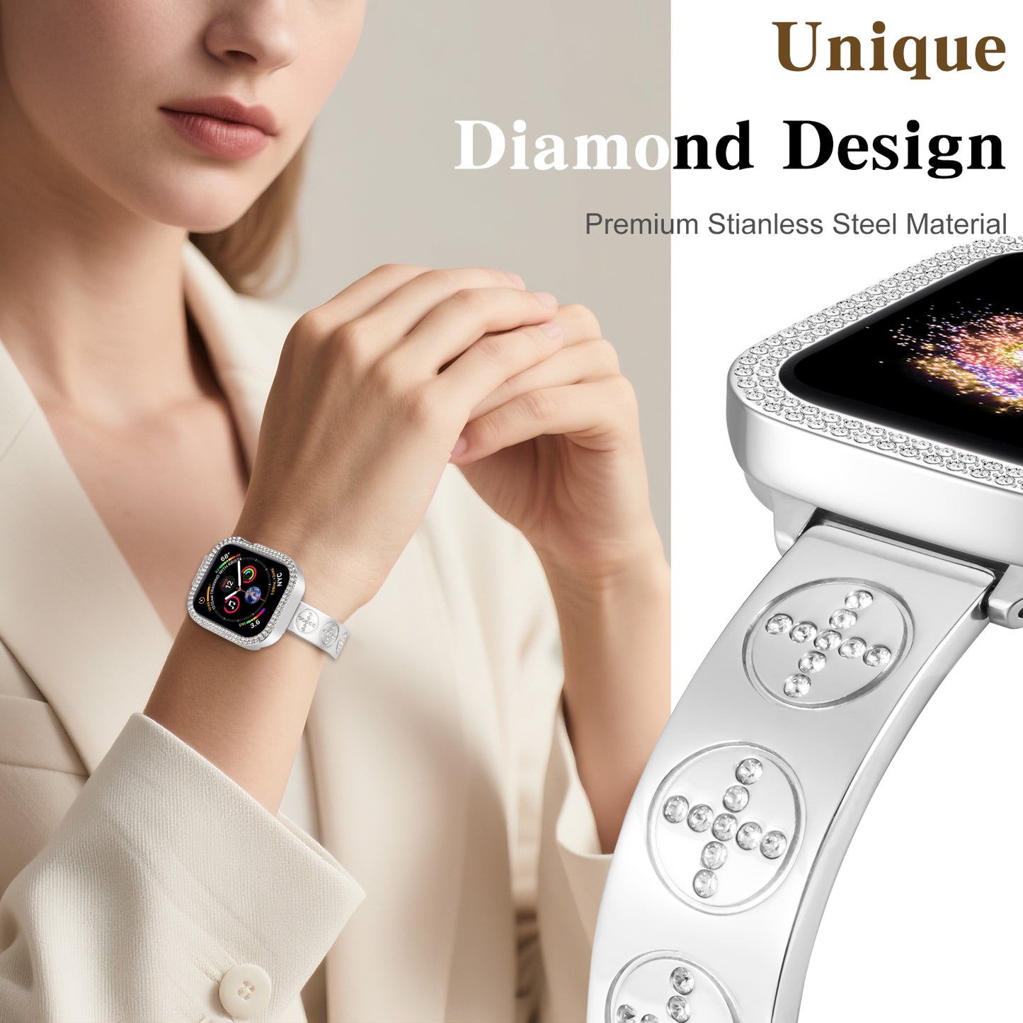 Watch Band and Case Compatible With Apple Watch Series 1-10 (38/40-42/44-46/49mm)