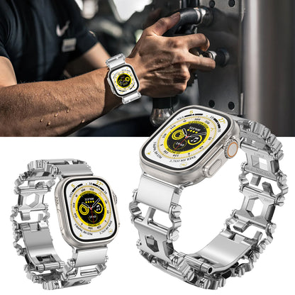 29 in 1 Multitools Stainless Steel Apple Watch Bands - Men’s Rugged Survival Camping Hiking Strap for iWatch Series Ultra/Ultra 2(49mm)