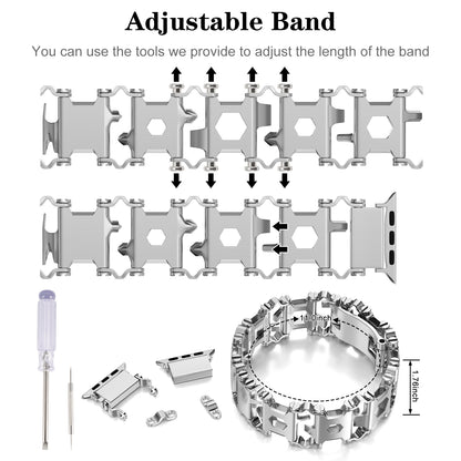 29 in 1 Multitools Stainless Steel Apple Watch Bands - Men’s Rugged Survival Camping Hiking Strap for iWatch Series Ultra/Ultra 2(49mm)