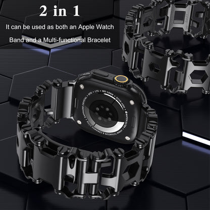 29 in 1 Multitools Stainless Steel Apple Watch Bands - Men’s Rugged Survival Camping Hiking Strap for iWatch Series Ultra/Ultra 2(49mm)