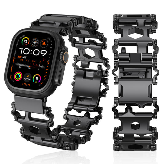 29 in 1 Multitools Watch Band Compatible with Apple Watch Band Ultra 1/2 49mm for Men Stainless Steel Rugged Strap for iWatch Ultra 1/2 49mm Survival Camping Hiking Watch Bracelet Replacement