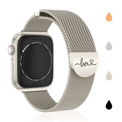 Milanese Magnetic Loved Mark Clasp Mesh Stainless Steel Apple Watch Bands for iWatch Series 1-10 SE Ultra/Ultra 2(38/40-42/44-46/49mm)