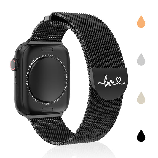 Milanese Magnetic Loved Mark Clasp Mesh Stainless Steel Apple Watch Bands for iWatch Series 1-10 SE Ultra/Ultra 2(38/40-42/44-46/49mm)