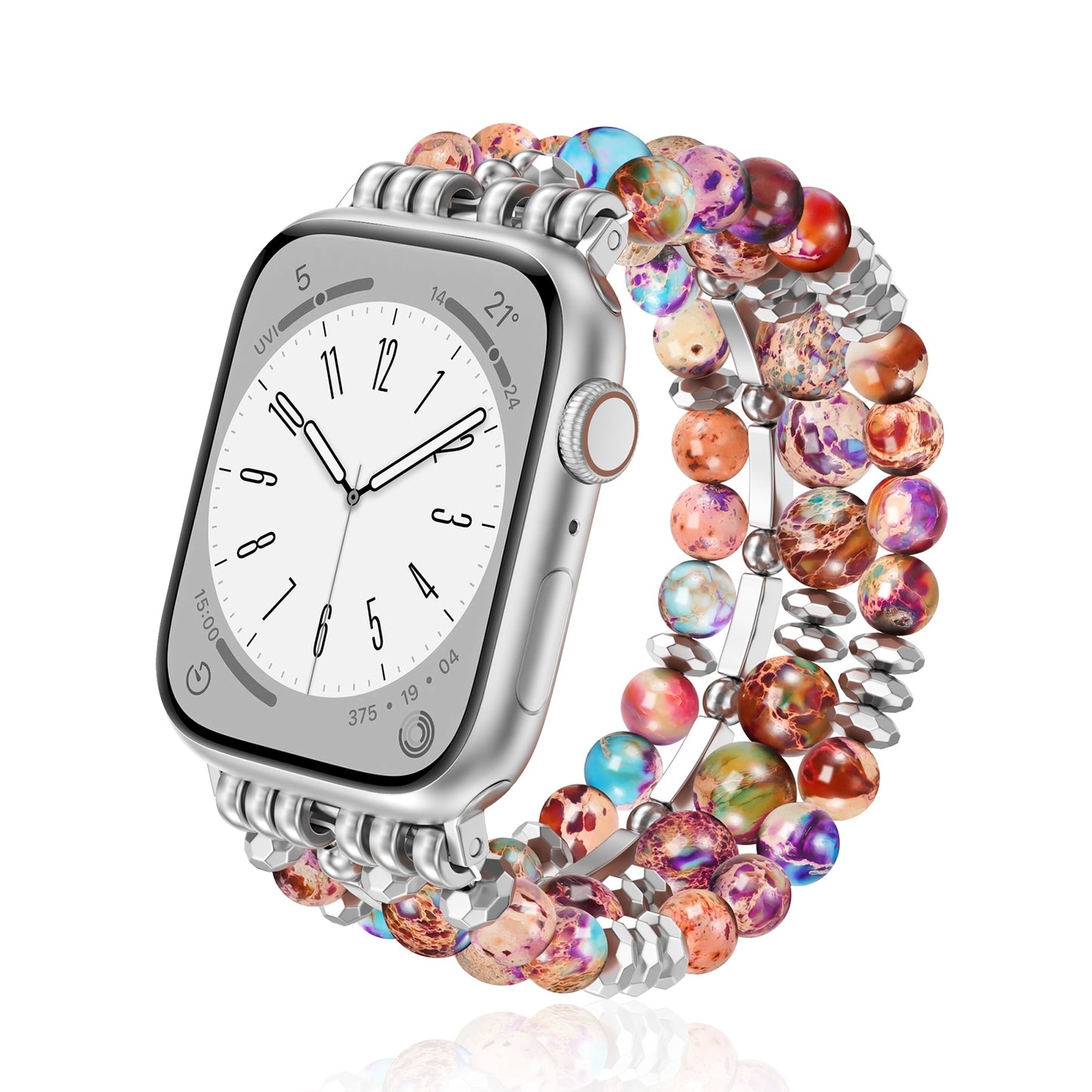 Skimemry Natural Stone Beaded Watch Band for Women Compatible with Apple Watch 38mm 40mm 41mm 42mm 44mm 45mm 46mm 49mm Dressy Cute Watch Strap for Apple Watch Ultra 2/Ultra Series 10/9/8/7/6/5/4/3/2/1 SE