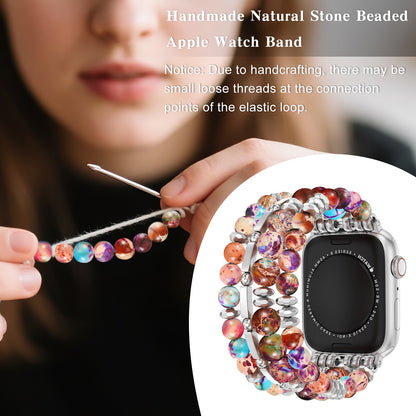 Skimemry Natural Stone Beaded Apple Watch Bands - Women’s Dressy Cute Watch Strap for iWatch Series 1-10 SE Ultra/Ultra 2(38/40-42/44-46/49mm)