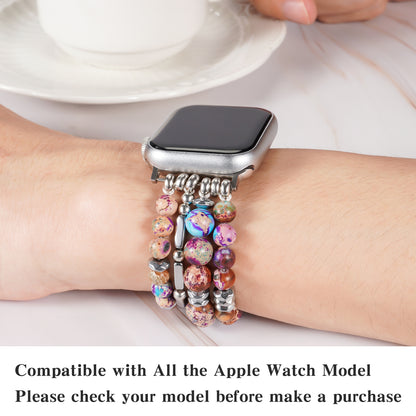 Skimemry Natural Stone Beaded Apple Watch Bands - Women’s Dressy Cute Watch Strap for iWatch Series 1-10 SE Ultra/Ultra 2(38/40-42/44-46/49mm)