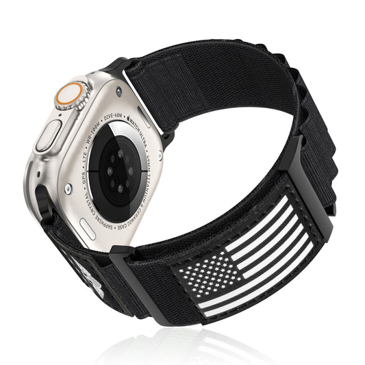 Flag Alpine Loop Nylon Watch Band Compatible with Apple Watch Ultra/Ultra 2 Series 10/9/8/7/6/5/4/3/2/1 SE Breathable Sport Flag iWatch Wristband for Apple Watch 49/46/45/44/42/41/40/38mm