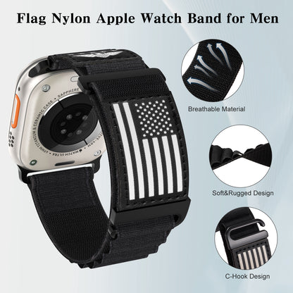Breathable Sport Flag Alpine Loop Nylon Apple Watch Bands for iWatch Series 1-10 SE (38/40-42/44-46/49mm)
