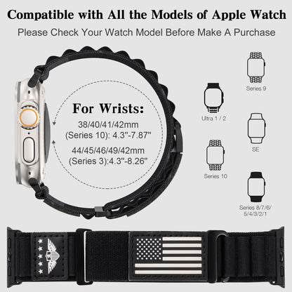 Breathable Sport Flag Alpine Loop Nylon Apple Watch Bands for iWatch Series 1-10 SE (38/40-42/44-46/49mm)