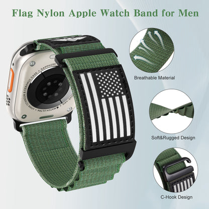 Breathable Sport Flag Alpine Loop Nylon Apple Watch Bands for iWatch Series 1-10 SE (38/40-42/44-46/49mm)