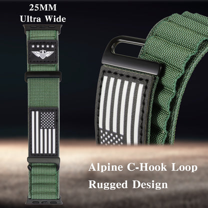 Breathable Sport Flag Alpine Loop Nylon Apple Watch Bands for iWatch Series 1-10 SE (38/40-42/44-46/49mm)