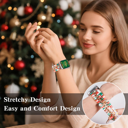 Christmas Beaded Watch Band Compatible with Watch Series 1-10 SE (38/40-42/44-46/49mm)