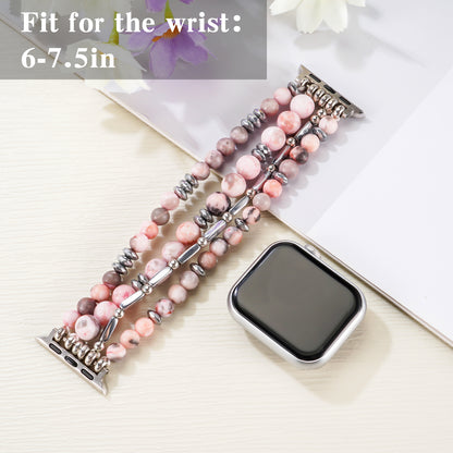 Skimemry Natural Stone Beaded Watch Bands - Women’s Dressy Cute Watch StrapCompatible with Apple Watch Series 1-10 SE Ultra/Ultra 2(38/40-42/44-46/49mm)